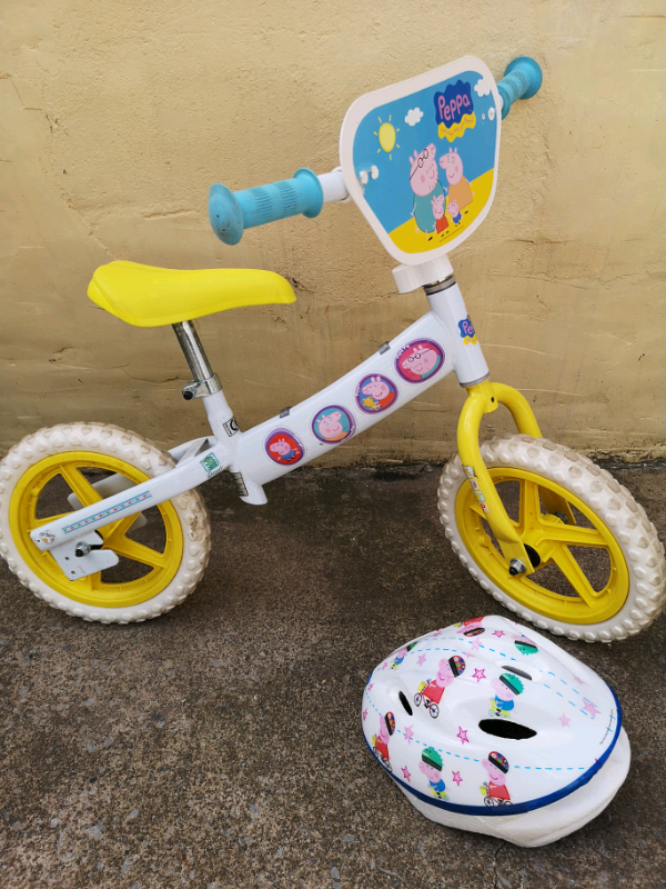 peppa pig balance bike and helmet
